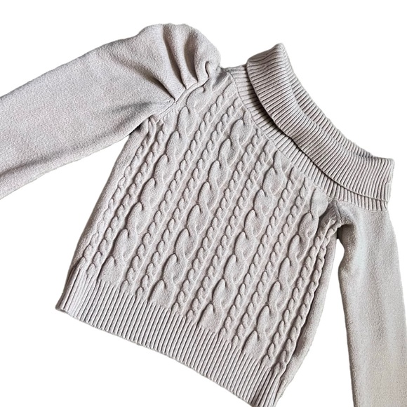 SIMPLEE APPAREL BLUSH PINK ONE PUFF SHOULDER CABLE KNIT SWEATER SIZE SMALL - Picture 2 of 8